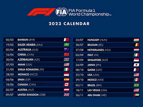 f1 2023 race calendar
